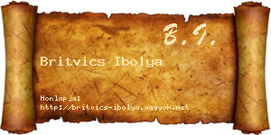 Britvics Ibolya névjegykártya
